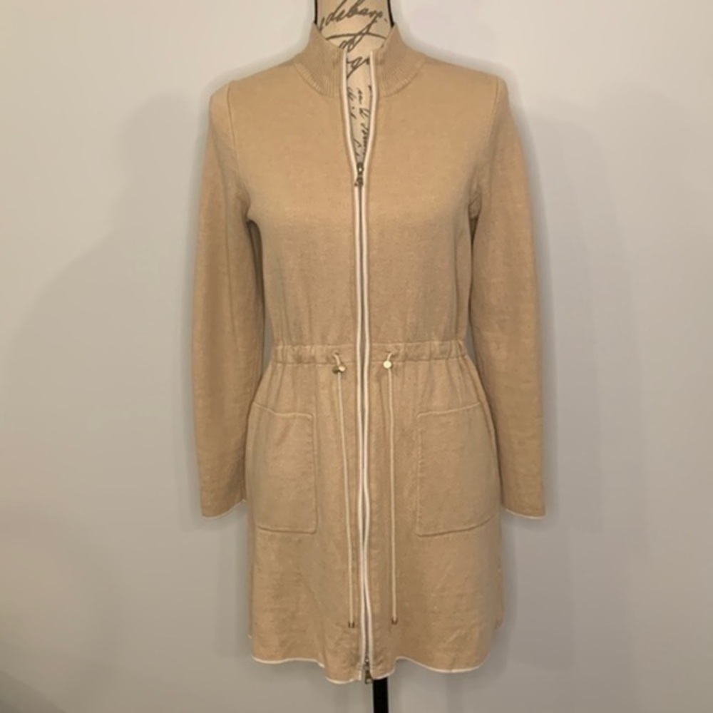 EE Etcetera zip front sweater coat jacket cinch waist S